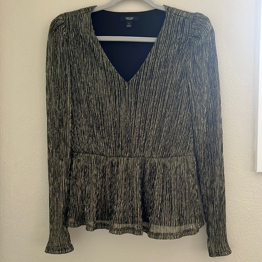 Gold and black long sleeve blouse